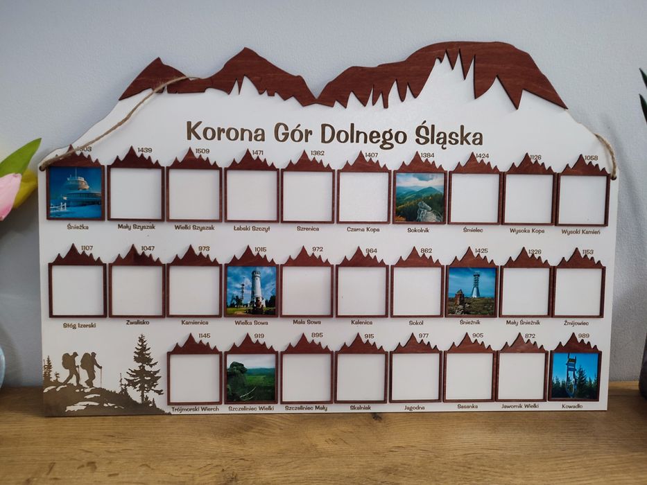 Plakat ramka Korona Gór Dolnego Śląska. Prezent na urodziny święta