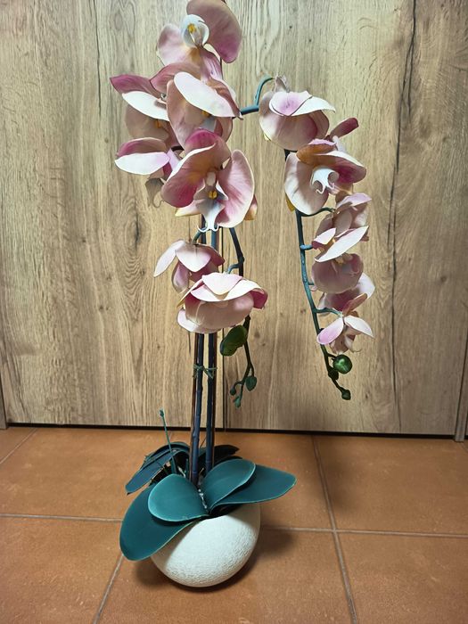 Storczyk silikonowy dwupędowy różowy / wysokość 70 cm