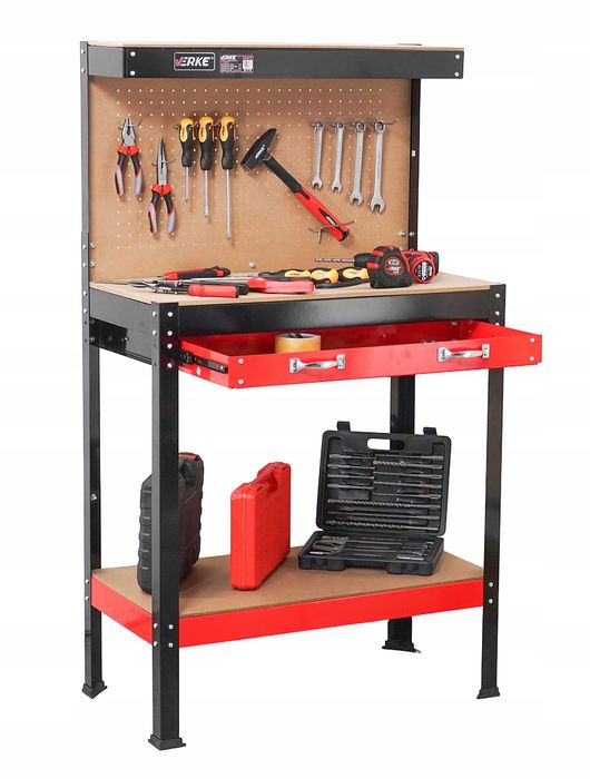 STÓŁ WARSZTATOWY Roboczy Narzędziowy Do Garażu Pracownia Blat+Haczyki