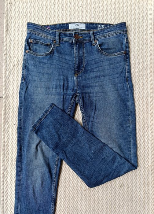 Ciemne Jeansy Skinny Straight Rurki Proste