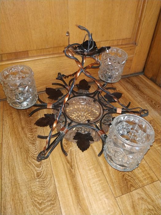 Żyrandol prl trzyramienny klosz plafon lampa lampka