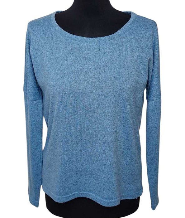 Niebieski bawełniany cienki sweter damski, R. M/L