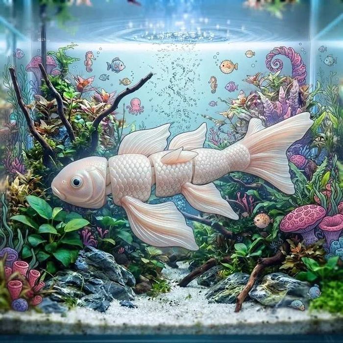 Peixe Carpa Koi Articulado Impressão 3D – Para Colorir / Pintar