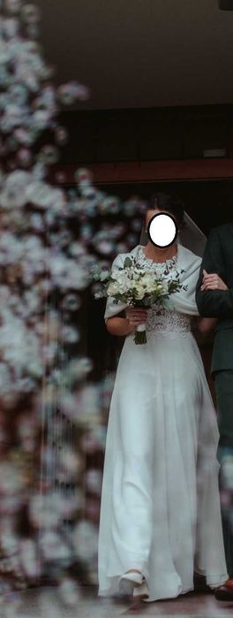 Subtelna suknia ślubna - kolor ivory, rozmiar 36