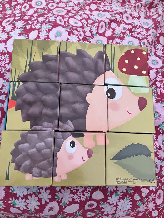 Puzzle infantil de 9 cubos famílias de animais