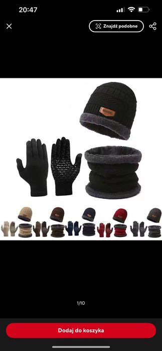 Nowy komplet męskie zimowy czapka szalik rękawiczki zestaw czarny