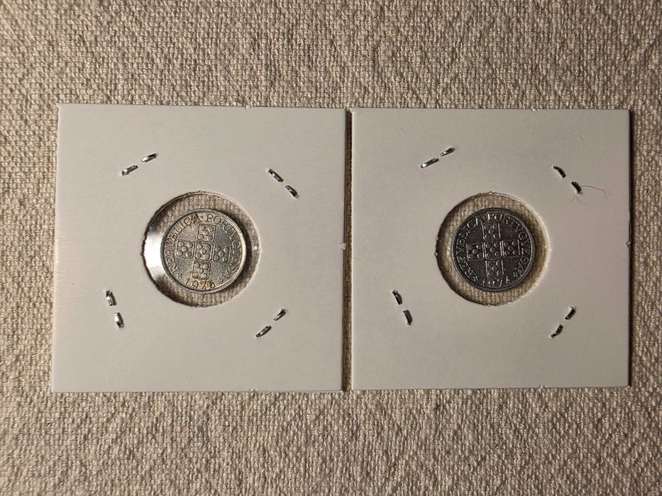 2 moedas de 10 cêntimos de 1974 e 1976