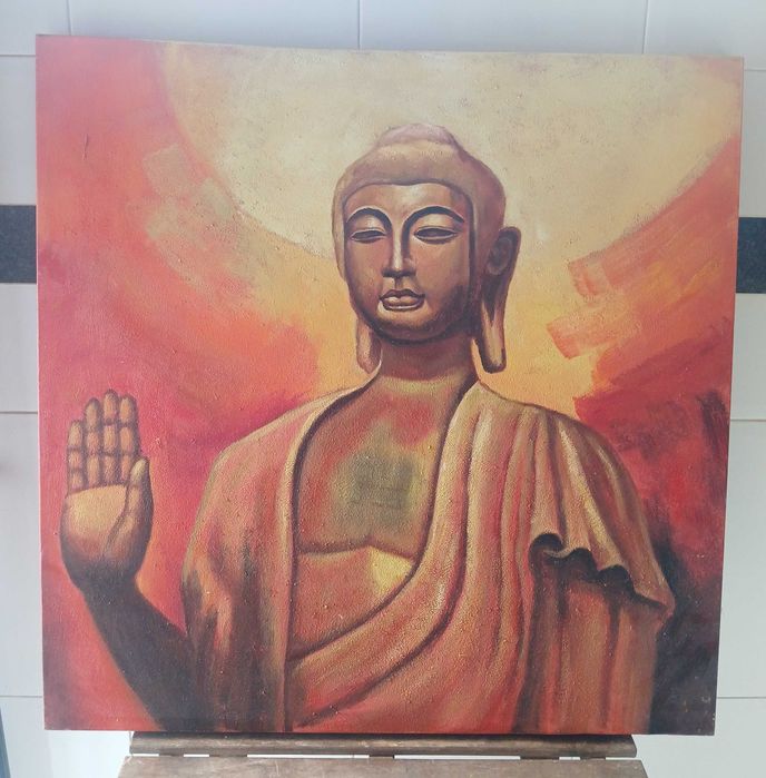 Pintura em tela de Buda pintado à mão (80x80cm)