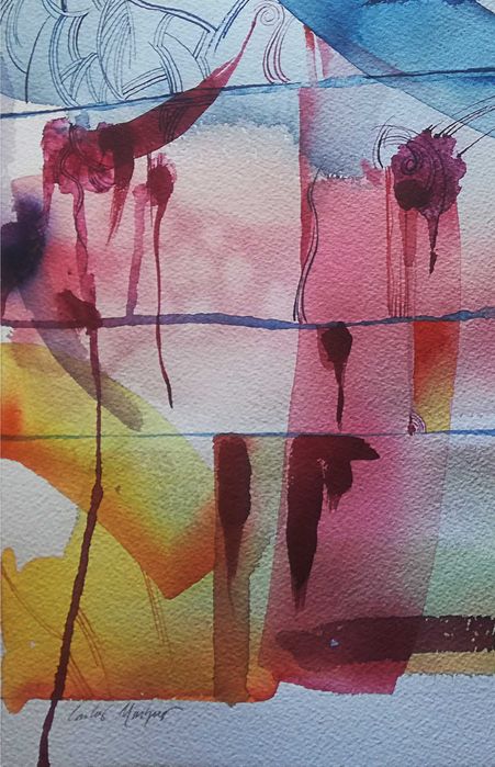 Aguarela original de Carlos Marques. Arte abstrata. Ab-I