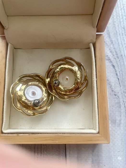 Вінтажні сережки перлини золотисті американський вінтаж