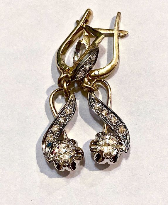 Серьги с бриллиантами золото 750 СССР