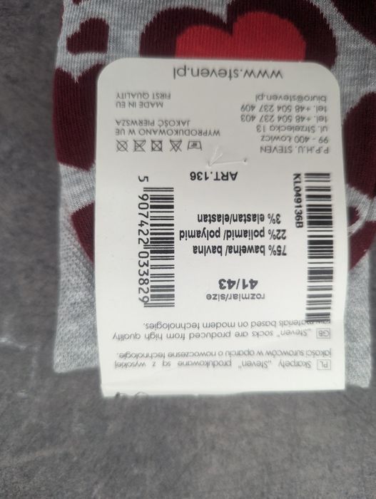 Skarpety męskie Steven 41-43 serca na walentynki