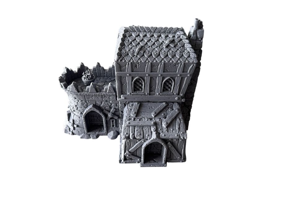 Duży dom gościnny z tarasem, druk 3d do gier bitewnych