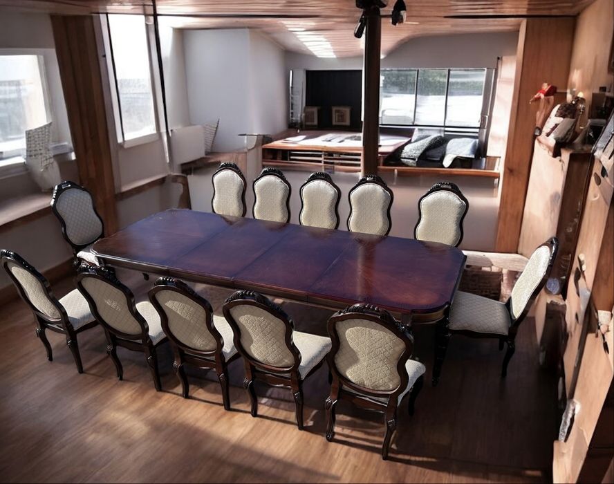 Piękny Komplet Stół Stanley w stylu Klasycznym i 12 krzeseł