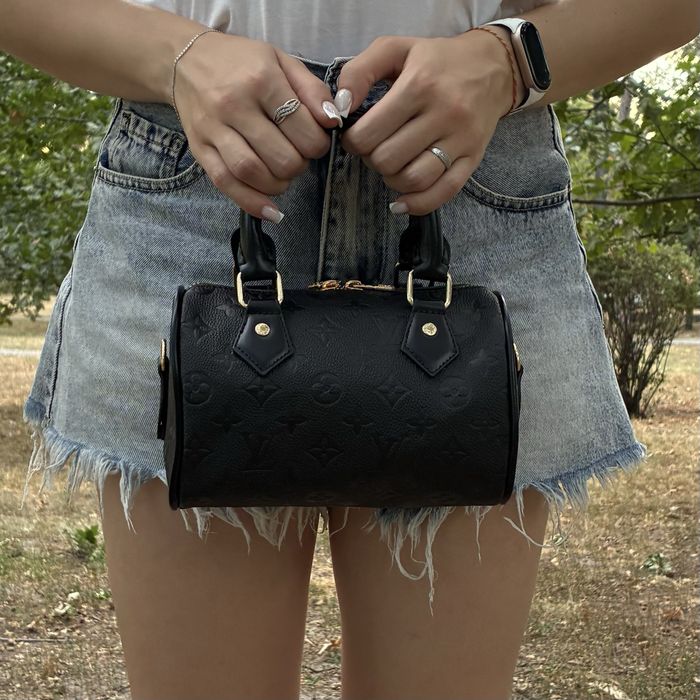Сумка Louis Vuitton Nano Speedy (Чорна / Monogram Empreinte) / луі вітон