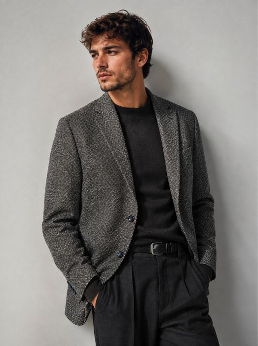 Премиальный пиджак блейзер Iannalfo & Sgariglia Italy Wool Cashmere Blazer Jacket Mens Gray Tweed size 52, M, L