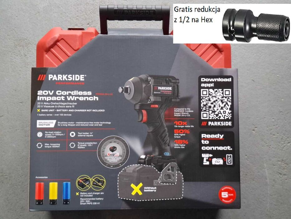 Akumulatorowy klucz udarowy PPDSSA 20-Li A1 Parkside NOWY