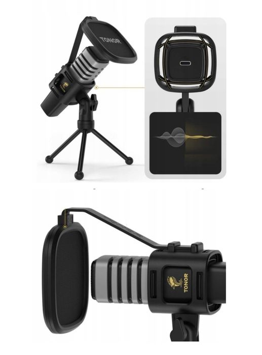 Mikrofon pojemnościowy USB Tonor TC30 nagrywanie podcasty streaming PC