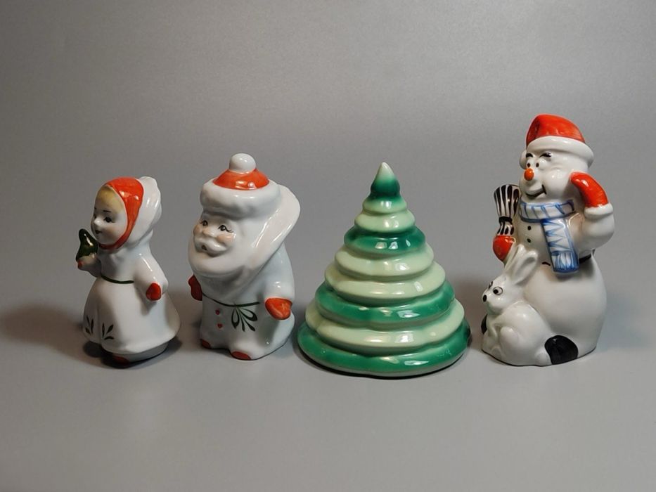 Статуэтки ДЕД МОРОЗ СНЕГУРОЧКА Ёлка Заяц Снеговик Коростень Трегубова