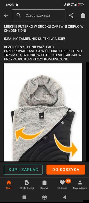 Śpiworek otulacz do fotelika samochodowego
