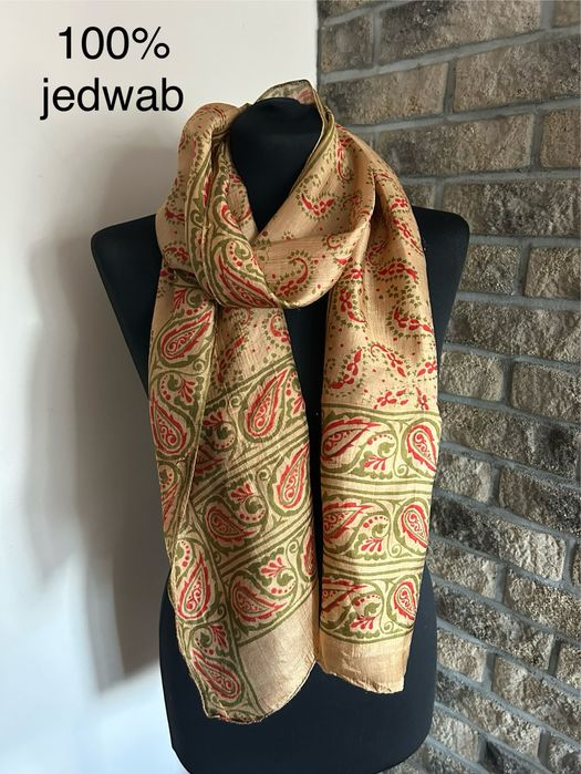 Złoty wiosenny jedwabny szal jedwb silk