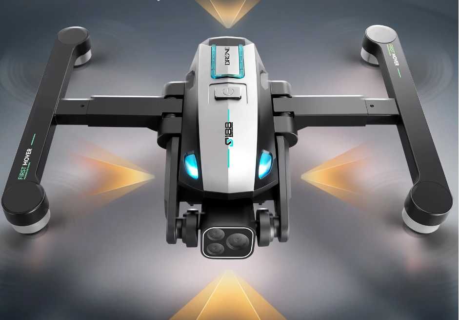 Dron S188 Kamera WIFI 2000m GPS 3X Bateria UNIKANIE PRZESZKÓD