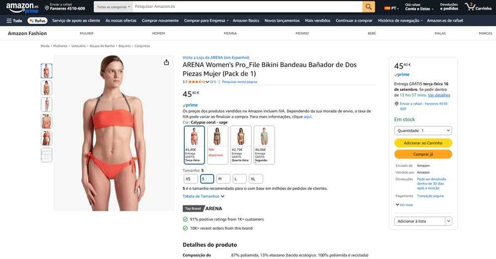 Arena Bikini Pro_File cor Laranja Tam S (266)