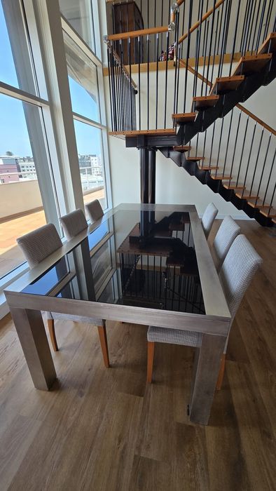 Mesa de vidro extensível mais 6 cadeiras