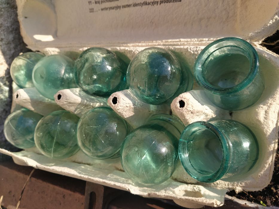 Bańki lekarskie,lecznicze niebieskie szkło.Lata 50'te