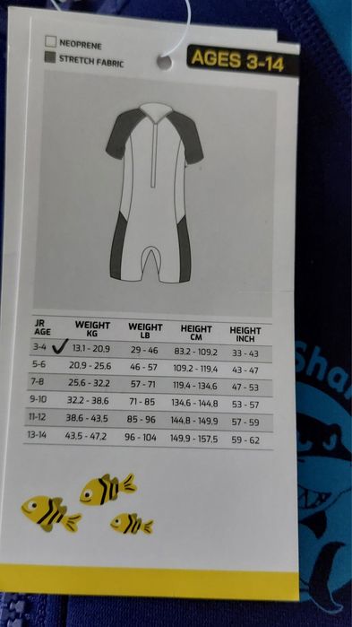 Cressi Little Shark fato para praia/ natação 3/4 anos