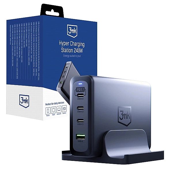 Stacja ładująca 3mk Hyper Charging Station 240W 3x USB-C 1x USB-A - sr