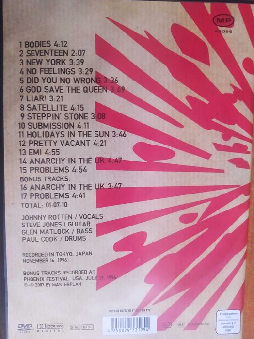 SEX PISTOLS DVD Sex Pistols The Filthy Lucre Tour 1996 In Japan