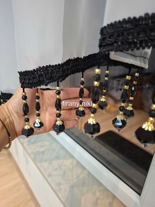 firana balkonowa czarne koraliki nr 171