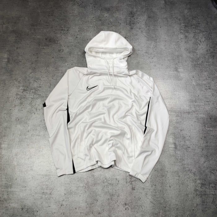 MĘSKA Sportowa Bluza Cienka Dri-Fit Nike Biała Lampas z Kapturem Haft