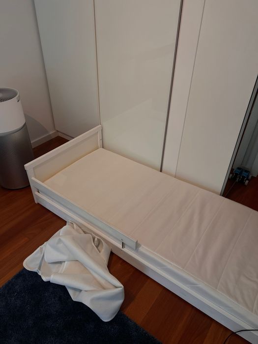 Cama IKEA (sem pés) + colchão + ripas + protetor de colchão