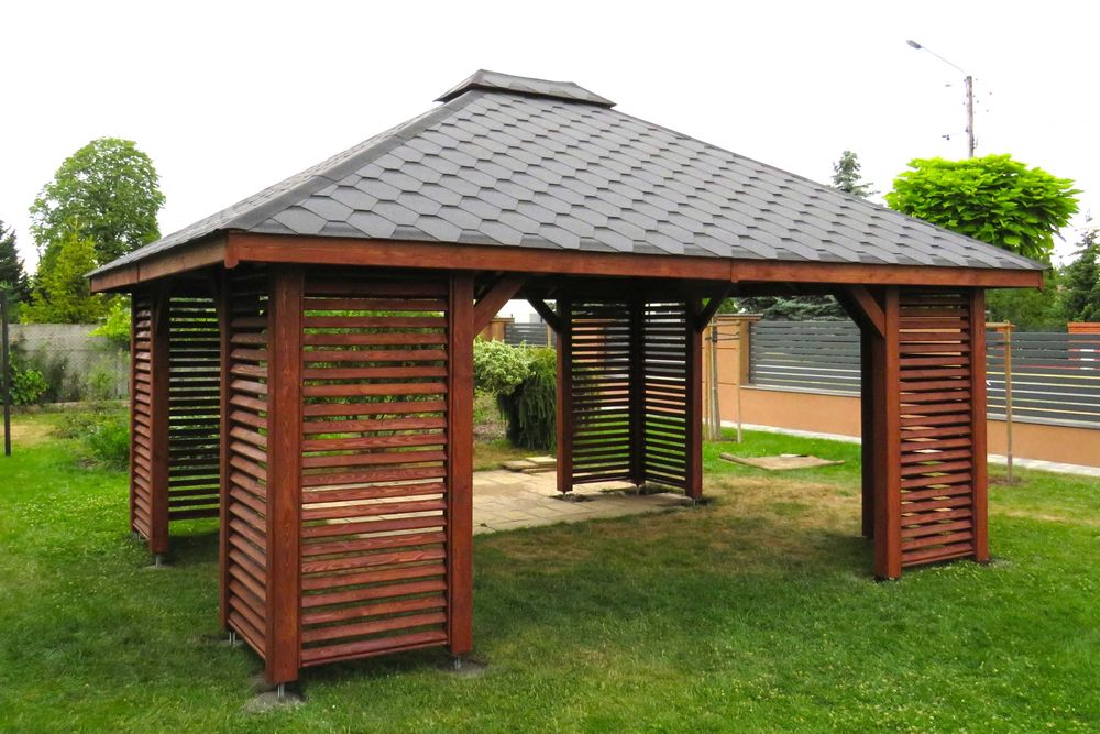 Drewniana Altana Ogrodowa 3x3m, Zadaszenie, Pergola