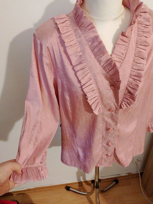 Bluzeczka koszulowa pudrowy róż rozmiar XXL -4XL