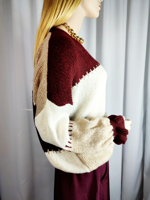 Sweter kardigan oversize bufiaste rękawy