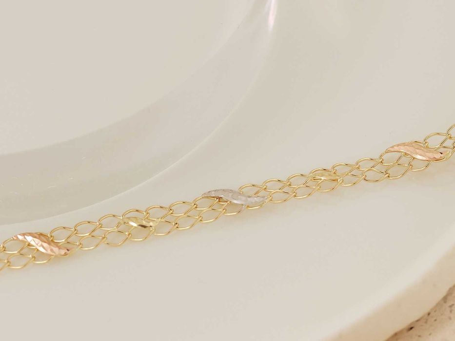 Bransoletka złota ażurowa z delikatnych oczek PR 585