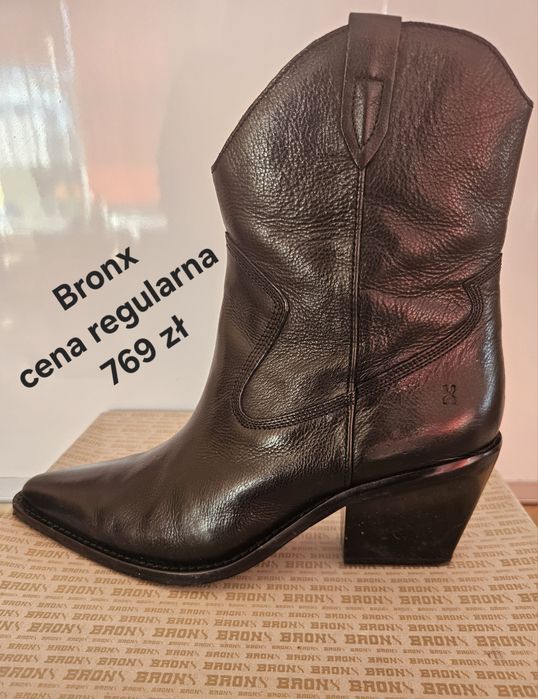 Czarne botki kowbojki Bronx skóra