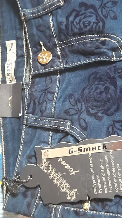 Spodnie  Jeansowe  damskie  z różami   G - SMACK * rozm. 38  * NOWE *