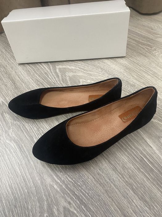 Балетки замшеві чорні р36 / туфлі жіночі