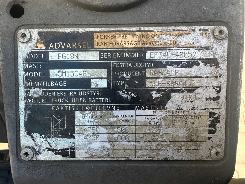 Wózek widłowy gazowy Mitsubishi FG18N Triplex