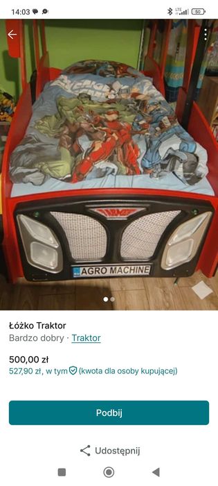 Łóżko traktor dla chlopca