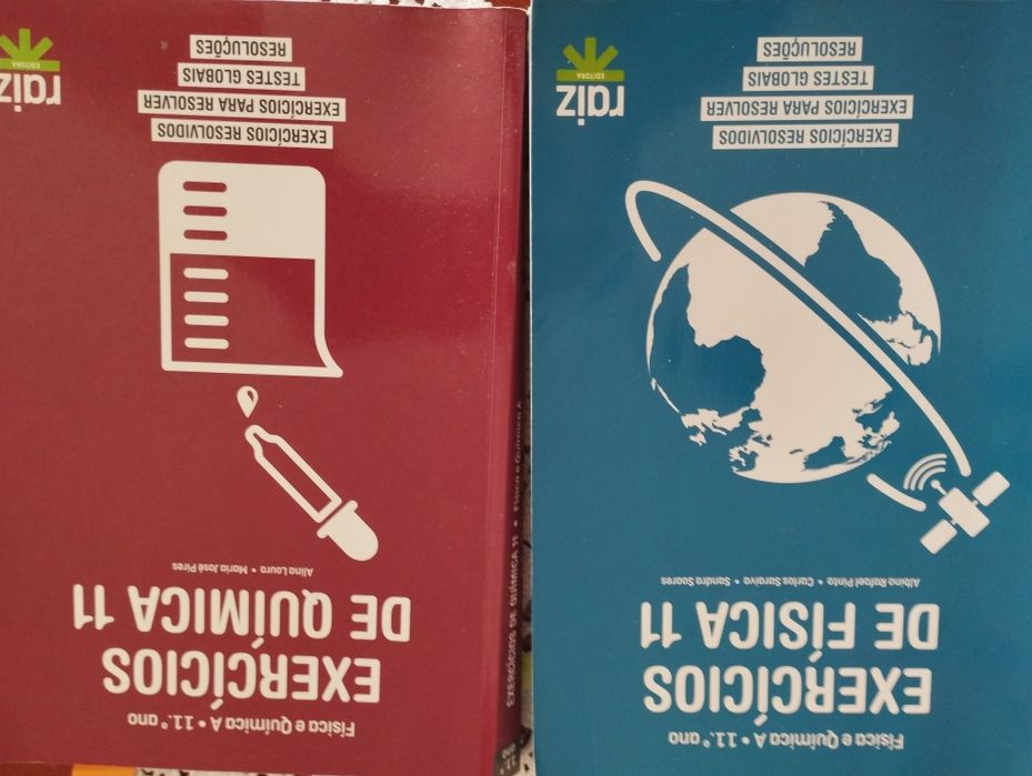 Livro exercícios de física  e livro exercícios de química