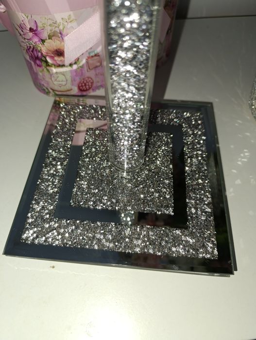 Stojak na papier srebrny lustrzany z kryształkami Glamour błyszczący
