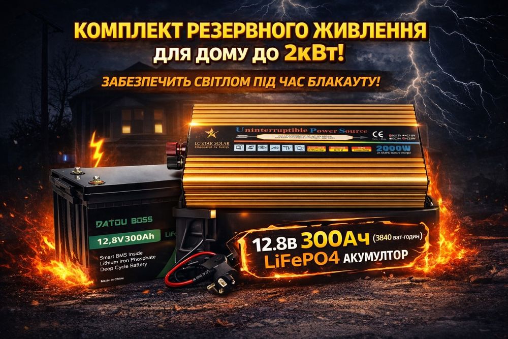КОМПЛЕКТ резервного живлення будинку офісу квартири потужність до 2 кВ