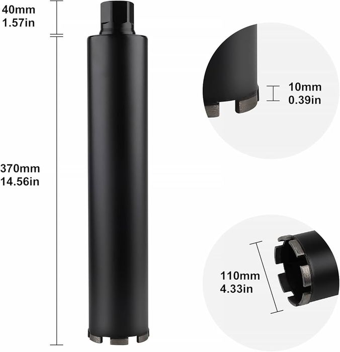 Otwornica / koronka diamentowa, średnica 110mm, długość 420 + adapter