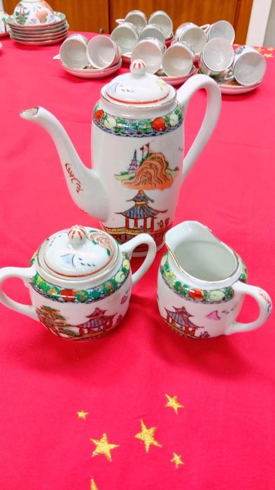 Serviço completo de café em porcelana de Macau