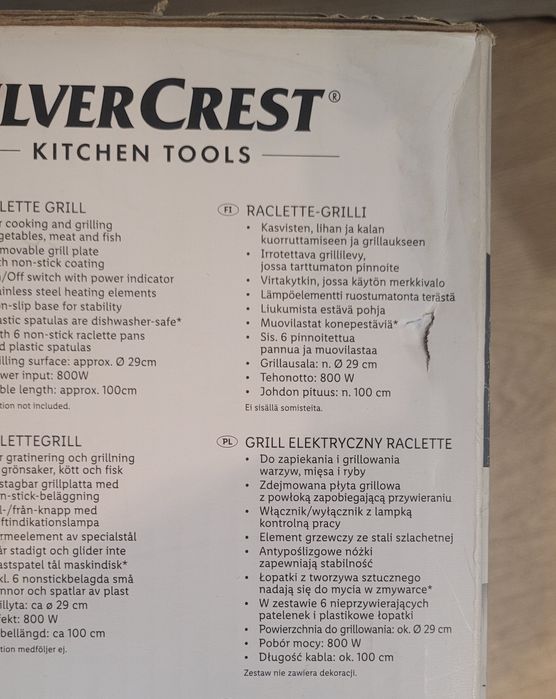 Raclette Grill elektryczny SilverCrest czarny 800W